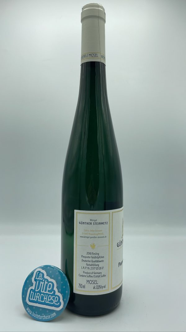 Günther Steinmetz – Riesling Piesporter Goldtröpfchen – 2016 - back Günther Steinmetz – Riesling Piesporter Goldtröpfchen prodotto nell'omonima vigna situata in Mosella, considerata la migliore per l'esposizione anfiteatro.
