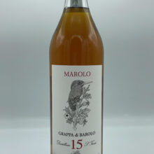Marolo – Grappa di Barolo 15 anni – 2005 Marolo - 15-year-old Barolo grappa aged in barrels with the pomace from the 2005 vintage. Bain-marie discontinuous distillation.