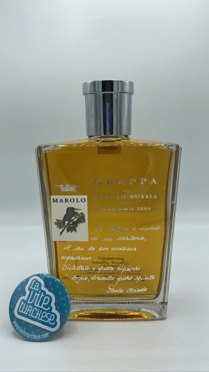 Marolo - Grappa di Barolo Bussia Vendemmia Tardiva 2004, distilled in a bain-marie and aged for 12 years in wooden barrels.