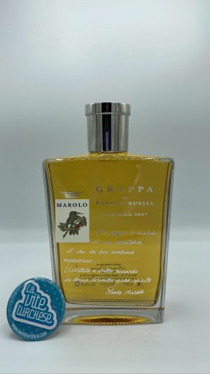 Marolo - Grappa di Barolo Bussia Vendemmia Tardiva, pomace from the 2007 vintage, distilled in a bain-marie and aged for 12 months in small barrels.