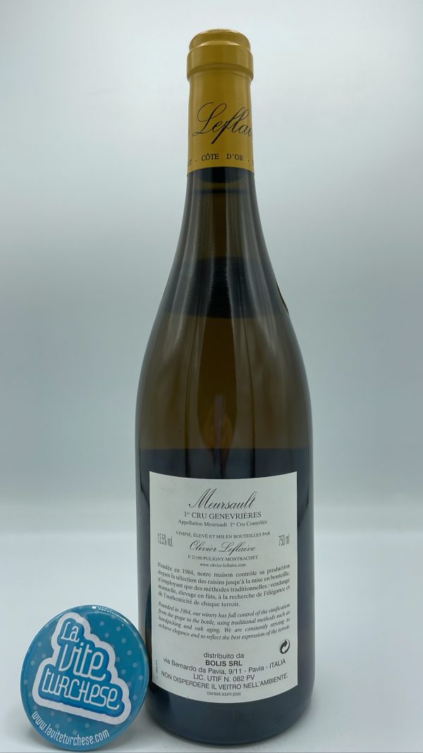 Olivier Leflaive - Meursault 1er Cru Les Genevrieres prodotto nell'omonima parcella in Cote de Beaune, invecchiato per 17 mesi in barrique.