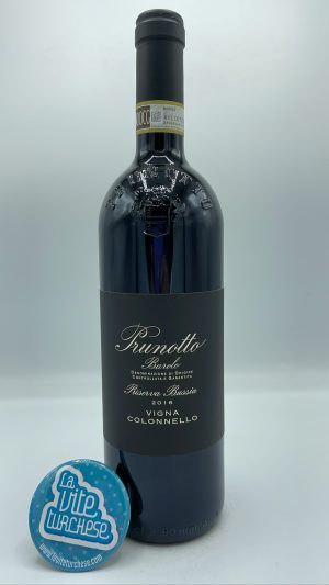 Prunotto – Barolo Riserva Bussia Vigna Colonnello prodotto nella parcella più storica della Bussia Soprana a Monforte d'Alba. 5204 bottiglie.