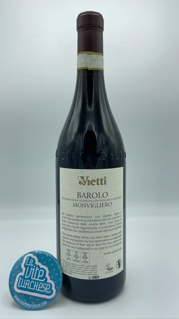 Vietti - Barolo Monvigliero first produced in 2018, always considered the best vineyard in Verduno, aged for 24 months in oak.