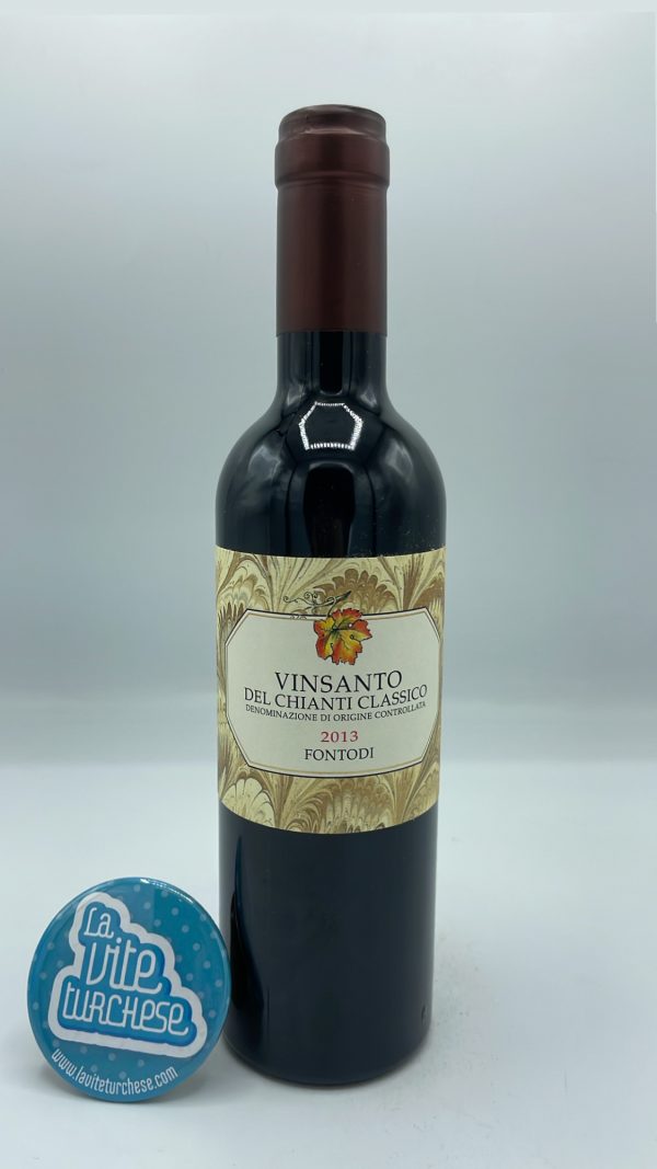 Fontodi – Vinsanto del Chianti Classico prodotto con uva Malvasia e Sangiovese, invecchiato in caratelli per 6 anni prima dell'imbottigliamento.