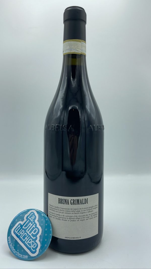 Bruna Grimaldi – Barolo Camilla – 2019 - back Bruna Grimaldi - Barolo Camilla produced by blending divere vineyards located between Grinzane Cavour, La Morra and Verduno.