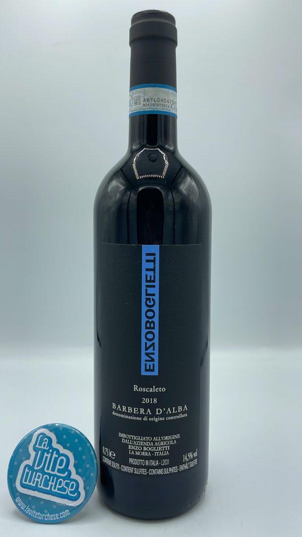 Enzo Boglietti - Barbera d'Alba Roscaleto produced in the single vineyard Boiolo in La Morra, aged for 18 months in barriques and tonneaux.