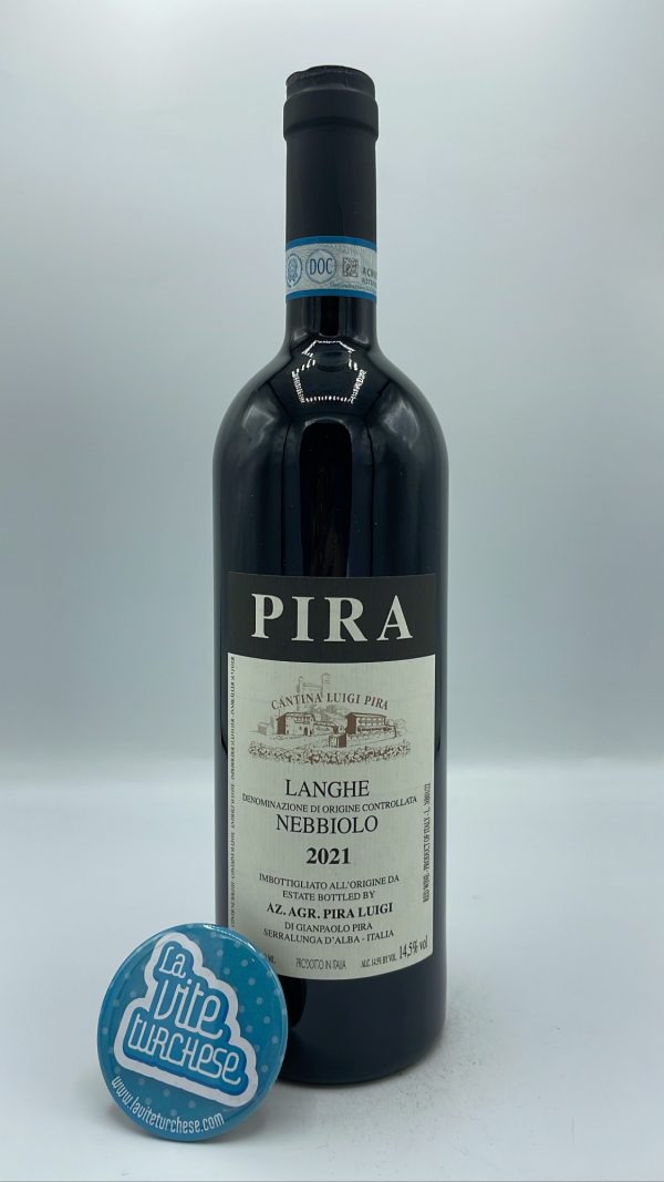 Luigi Pira – Langhe Nebbiolo prodotto nelle vigne situate a Serralunga d'Alba vinificato in barrique e in bottiglia per un anno.