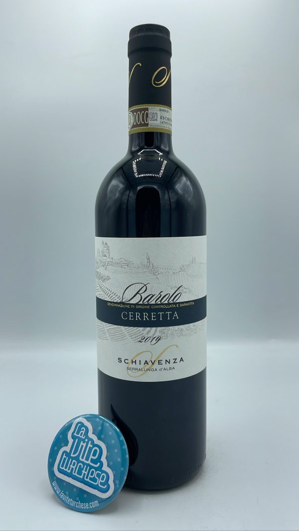 Schiavenza - Barolo Cerretta produced in the same vineyard located in Serralunga, in the highest part called Bricco, vinified in wood for 3 years.