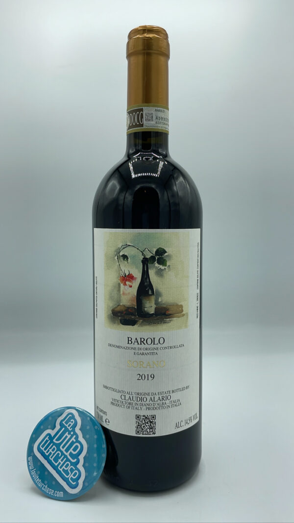 Claudio Alario – Barolo Sorano prodotto nell'omonima vigna di Serralunga d'Alba, invecchiato per 24 mesi in barrique, più 12 mesi in bottiglia.
