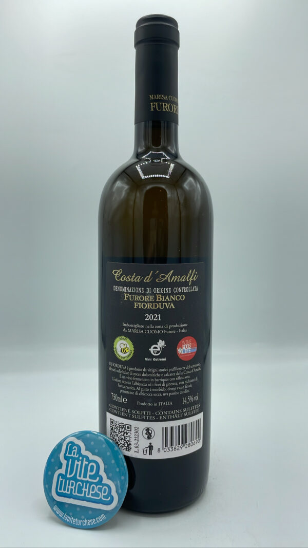 Marisa Cuomo – Furore Bianco Fiorduva – 2021 - back Marisa Cuomo - Furore Bianco Fiorduva produced on the Amalfi Coast from Ginestra, Ripoli and Fenile grapes, aged in barrique for 3 months.