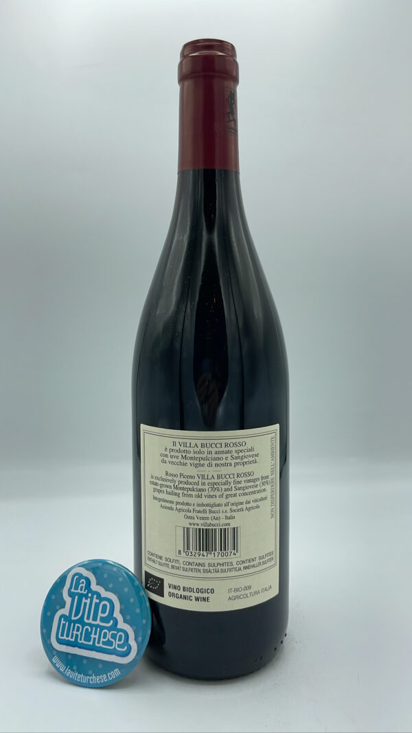 Villa Bucci – Rosso Piceno – 2020 - back Villa Bucci – Rosso Piceno prodotto nelle Marche con 70% Montepulciano e 30% Sangiovese, invecchiato per 12 mesi in botti grandi.