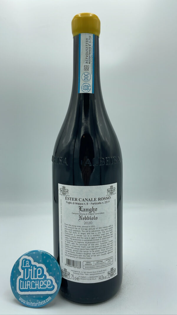 Giovanni Rosso – Langhe Nebbiolo Vignarionda Ester Canale Rosso – 2020 - back Giovanni Rosso - Langhe Nebbiolo Vignarionda Ester Canale Rosso produced from the youngest plants of Vignarionda in Serralunga.