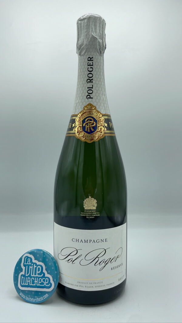Pol Roger – Champagne Reserve prodotto con 30 diverse parcelle ad Epernay di Pinot Nero, Pinot Meunier e Chardonnay. Affinato 48 Mesi sui lieviti.