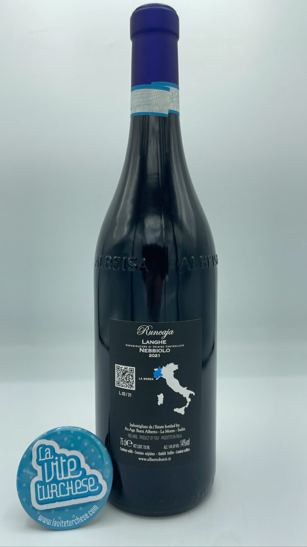 Alberto Burzi – Langhe Nebbiolo Runcaja – 2021 - back Alberto Burzi - Langhe Nebbiolo Runcaja made from the youngest Nebbiolo vines, vinified in tonneaux for 6 months.