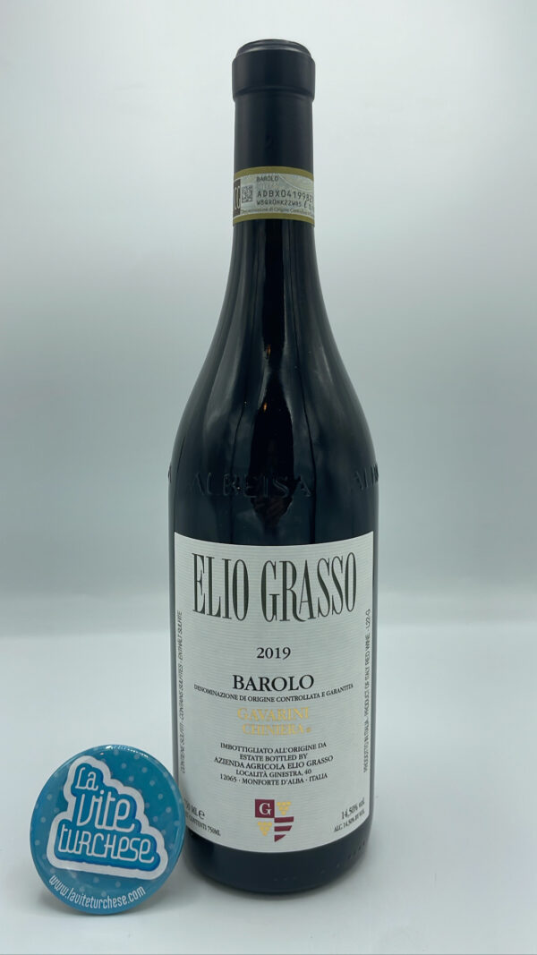 Elio Grasso – Barolo Gavarini Chiniera prodotto nel cru Ginestra a Monforte d'Alba, vinificato per 24/30 mesi in barrique.