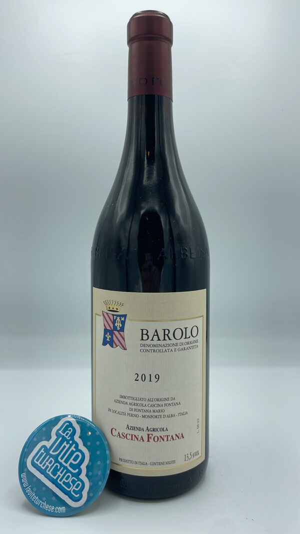 Cascina Fontana – Barolo DOCG prodotto con diverse vigne tra La Morra e Castiglione Falletto, vinificato in vasche di cemento e legno.