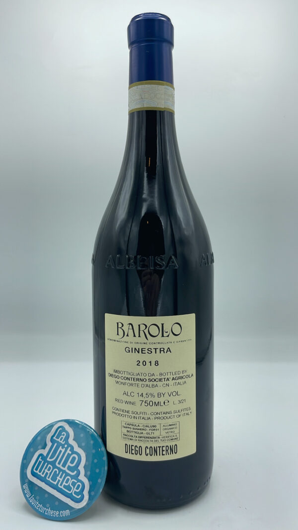 Diego Conterno – Barolo Ginestra – 2018 - back Diego Conterno - Barolo Ginestra produced in the homonymous vineyard in Monforte d'Alba, put on the market after 5 years of aging.