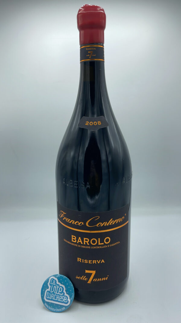 Franco Conterno – Barolo Riserva 7 Anni prodotto solamente nelle migliori annate, la 2008 è in versione 3 litri. Invecchiato per 6 anni in botte e 1 anno in bottiglia.
