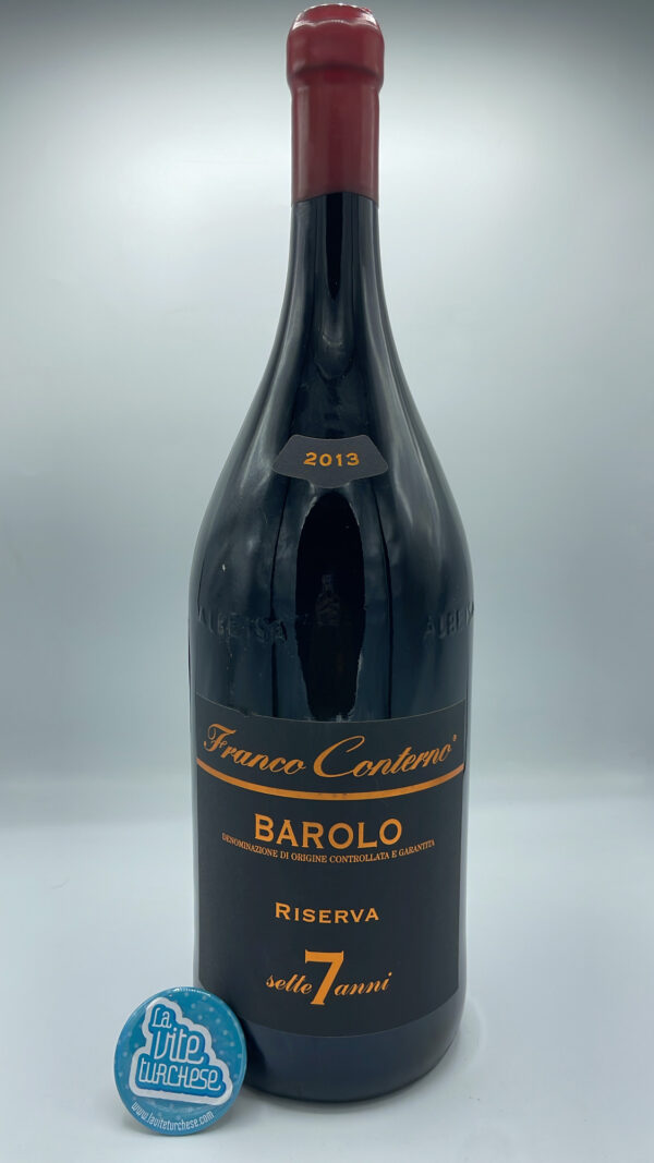 Franco Conterno – Barolo Riserva 7 Anni prodotto solamente nelle migliori annate, la 2013 è in versione 3 litri. Invecchiato per 6 anni in botte e 1 anno in bottiglia.