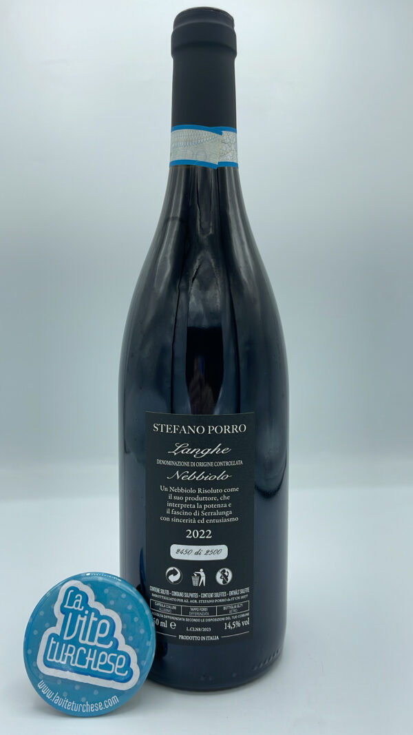 Giovanni Porro - Langhe Nebbiolo produced in the Cerrati vineyard in Serralunga, location from Barolo, only 2000 bottle, aged in oak for 7 months.