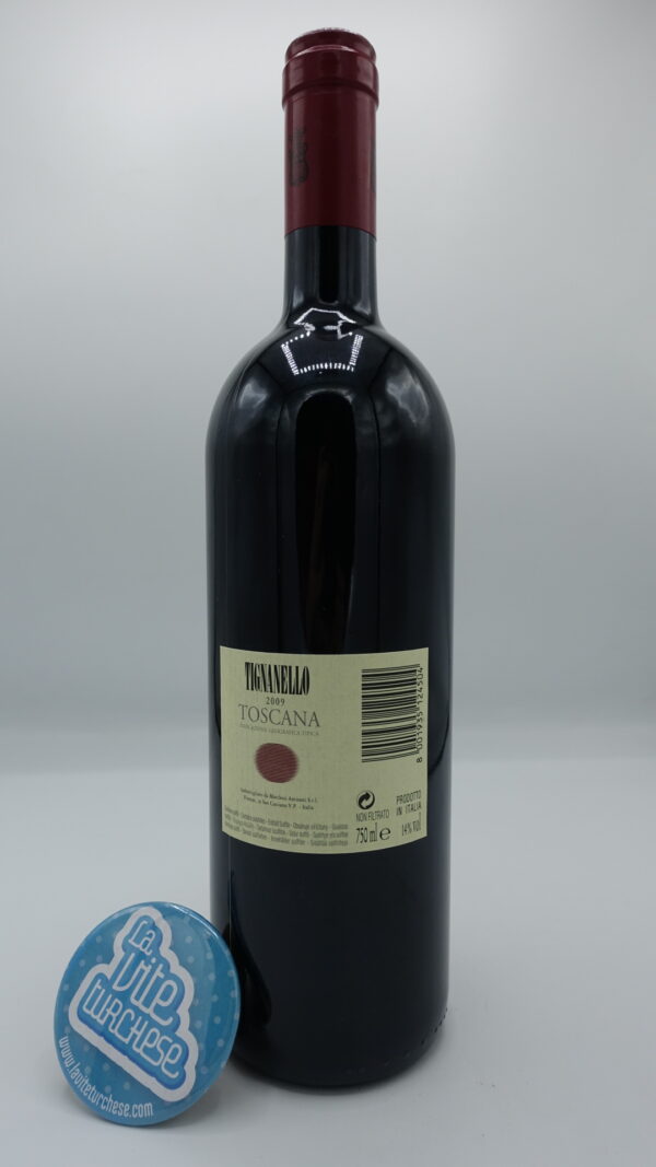 Antinori - Tignanello Toscana Igt - 2009 - back Antinori - Tignanello Toscana Igt uno dei primi Super Tuscan, prodotto nell'omonima vigna con uva Sangiovese, Cabernet Sauvignon e Franc.