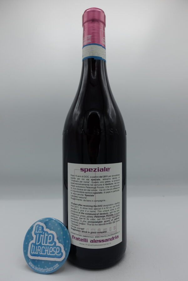 Fratelli Alessandria – Verduno Pelaverga “Speziale” - 2022 - back Fratelli Alessandria - Verduno Pelaverga "Speziale" produced only in Verduno village, vinified in steel and cement tanks.