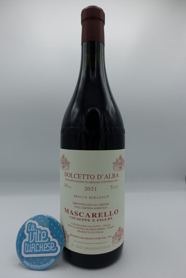 Giuseppe Mascarello – Dolcetto d'Alba Vigna Bricco Mirasole prodotto nell'omonima vigna situata a Castiglione Falletto, invecchiato in vasche di cemento.