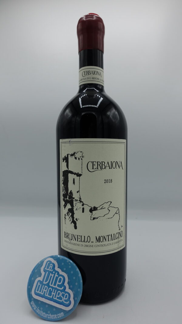 Cerbaiona - Brunello di Montalcino produced in less than 6,000 bottles, with plants at least 40 years old in Montalcino, aged for 36 months in large barrels.