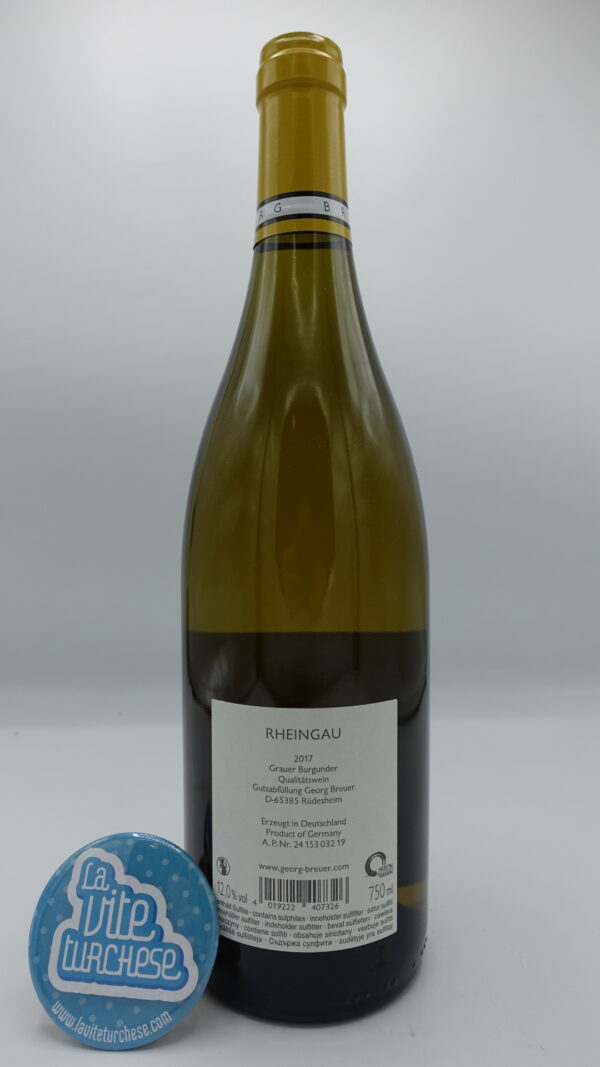 Georg Breuer - Grauer Burgunder Rheingau - 2017 - back Georg Breuer - Grauer Burgunder Rheingau made from Pinot Grigio grapes in the Rheingau, around the Rhine River, vinified in wooden barrels.