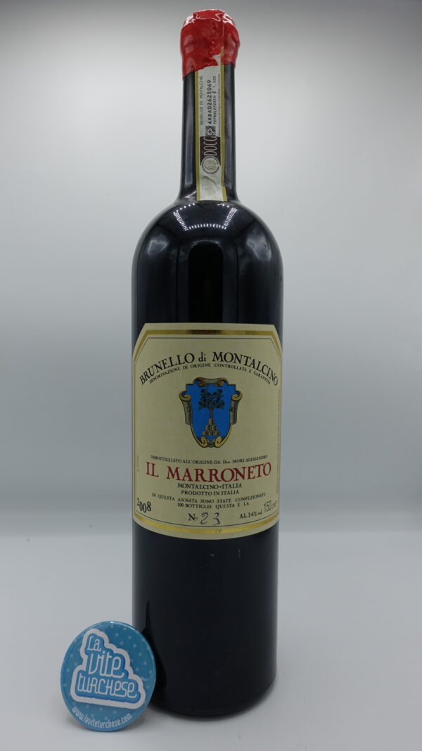 Il Marroneto - Brunello di Montalcino versione Magnum produzione limitata di 100 bottiglie, invecchiato per 39 mesi in botti grandi.