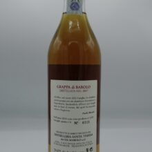 Marolo – Grappa di Barolo 15 anni – 2007 - back Marolo – Grappa di Barolo 15 anni invecchiata in botti. Vinacce di Barolo del vintage 2007, distillazione discontinua a bagnomaria.