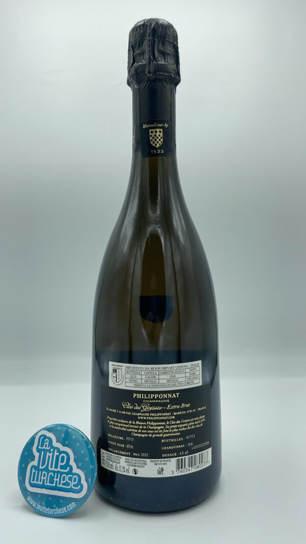 Philipponnat – Champagne Clos des Goisses – 2013 - back Philipponnat – Champagne Clos des Goisses prodotto nell'omonima singola vigna totalmente di proprietà della Maison. 9 anni sui lieviti.