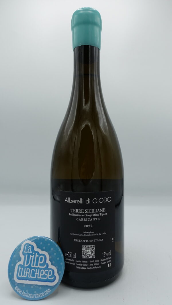 Alberelli di Giodo - Carricante Terre Siciliane – 2022 - back Alberelli di Giodo - Carricante Terre Siciliane prodotto con piante di 50 anni a 900 metri sull'etna, in sole 2500 bottiglie.