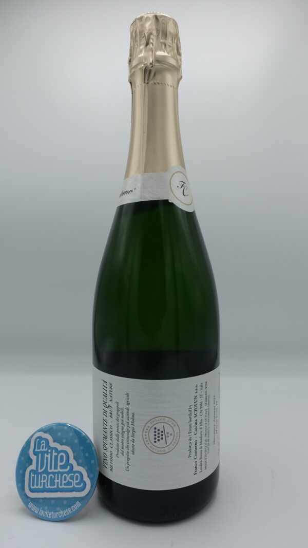 Franco Conterno - Na Punta Spumante Extra Brut – 2018 - back Franco Conterno - Na Punta Spumante Extra Brut made with Nebbiolo grapes in the single vineyard Bussia di Monforte, 50 months lui lieviti in metodo classico.