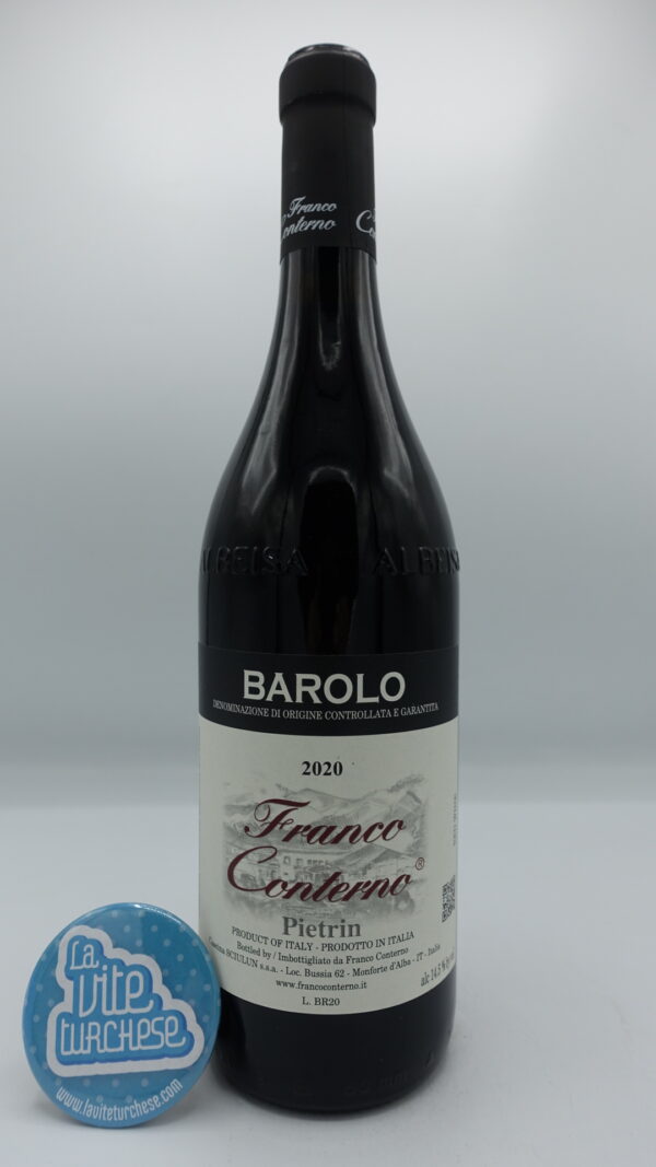 Franco Conterno – Barolo Pietrin prodotto con l'insieme di vigne situate tra Monforte d'Alba, Castiglione Falletto e Novello. 24 mesi di invecchiamento.