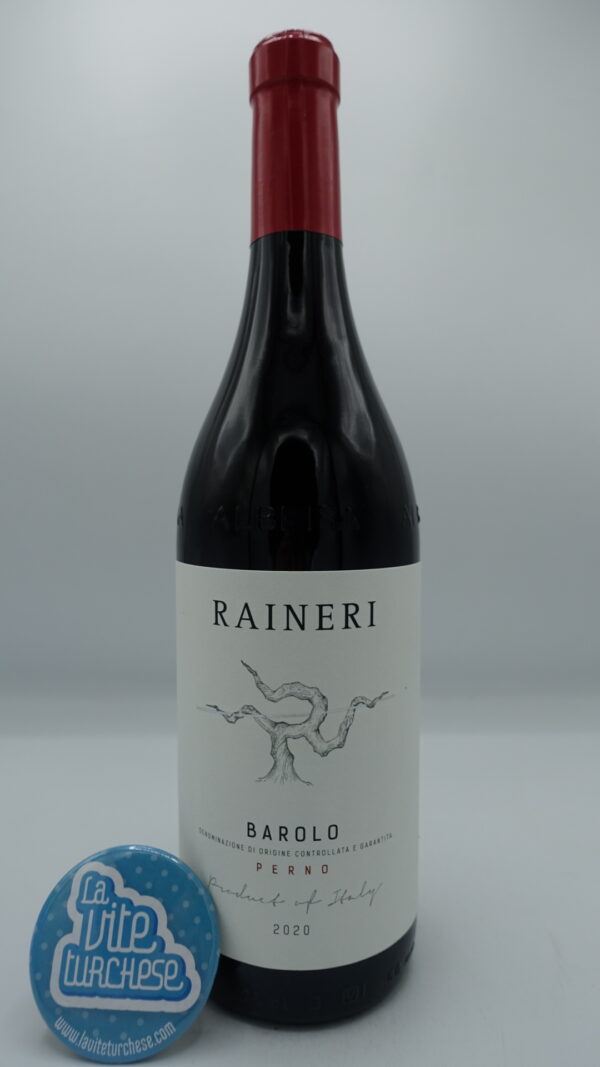 Raineri - Barolo Perno prodotto nell'omonima vigna situata a Monforte d'Alba, con suoli calcarei argillosi in sole 2540 bottiglie.