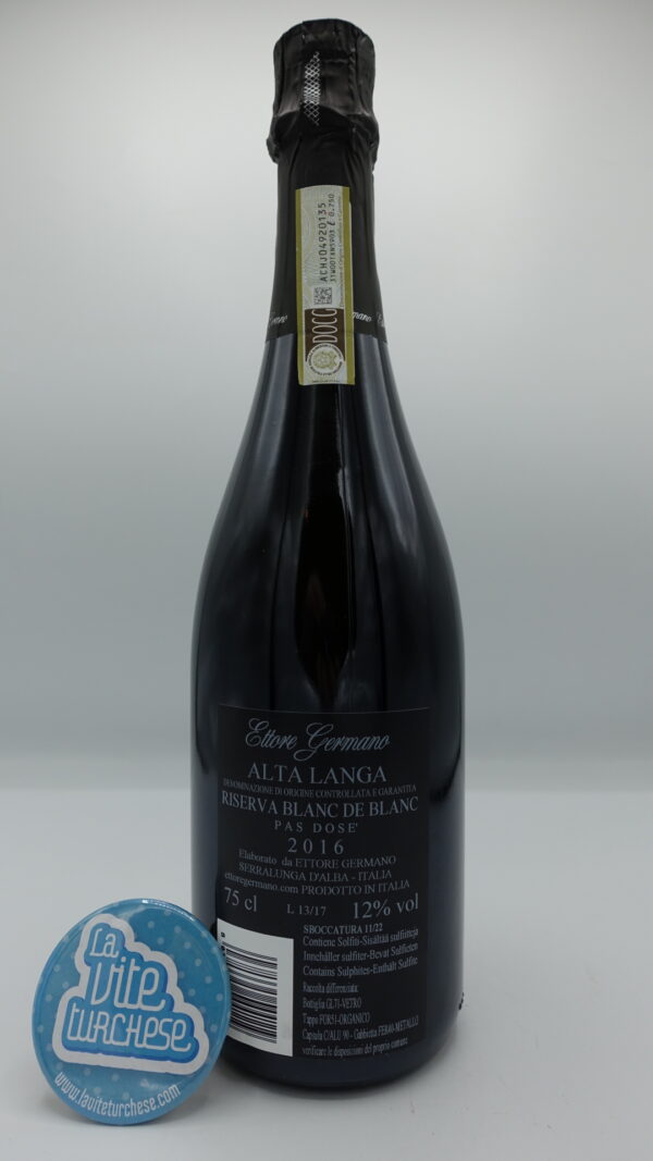 Ettore Germano - Alta Langa Riserva Blanc de Blanc made with only Chardonnay grapes in the village of Cigliè in Alta Langa, aged for 65 months on the lees.