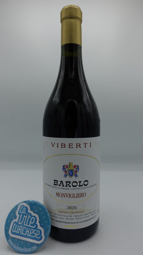 Giovanni Viberti – Barolo Monvigliero prodotto nella vigna più importante di Verduno, meno di 3000 bottiglie prodotte. 2 anni di invecchiamento.