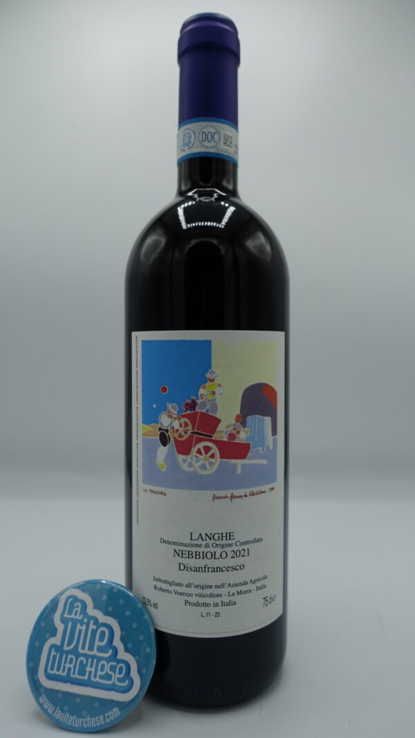 Roberto Voerzio – Langhe Nebbiolo prodotto nel paese di La Morra, invecchiato per 12 mesi in tonneaux e botti da 25 hl. 12000 bottiglie.