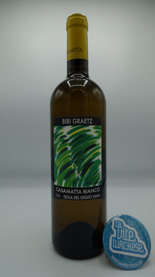 Bibi Graetz - Casamatta Isola del Giglio Toscana Bianco prodotto con 60% Ansonica, 30% Vermentino e 10% Trebbiano, vinificati in vasche di acciaio.