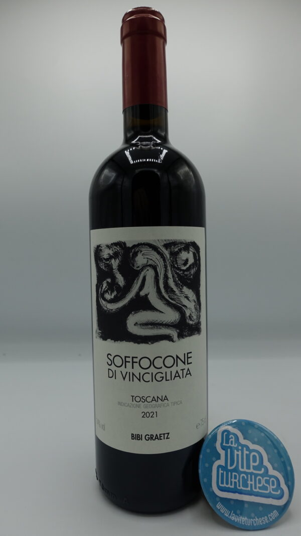 Bibi Graetz – Soffocone di Vincigliata Toscana IGT prodotto con le vigne adiacenti al castello di Vincigliata, uva Sangiovese, Canaiolo e Colorino.