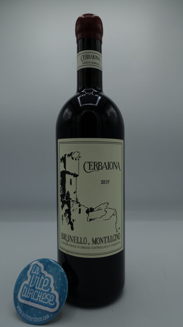 Cerbaiona - Brunello di Montalcino produced in 9382 bottles, with plants at least 40 years old in Montalcino, aged for 36 months in large barrels.