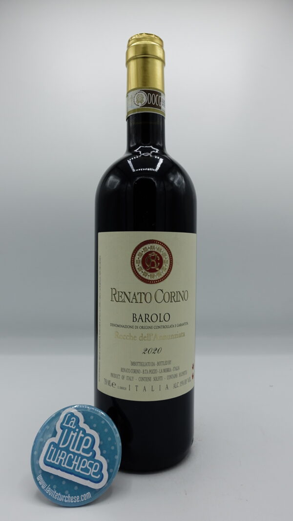 Renato Corino - Barolo Rocche dell'Annunziata produced in the vineyard of the same name located in La Morra, aged for 24 months in medium barrels and 2 years in bottle.