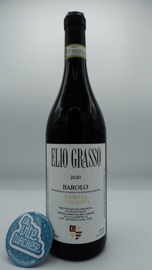 Elio Grasso – Barolo Ginestra Casa Matè prodotto nell'omonimo cru nel comune di Monforte d'Alba con piante di 40 anni e suoli calcarei misto argilla.