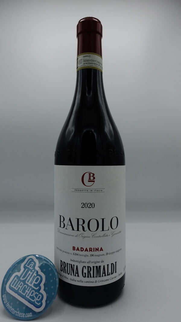 Bruna Grimaldi - Barolo Badarina produced in the vineyard of the same name located in Serralunga d'Alba in the Langhe, aged for 2 years in oak.