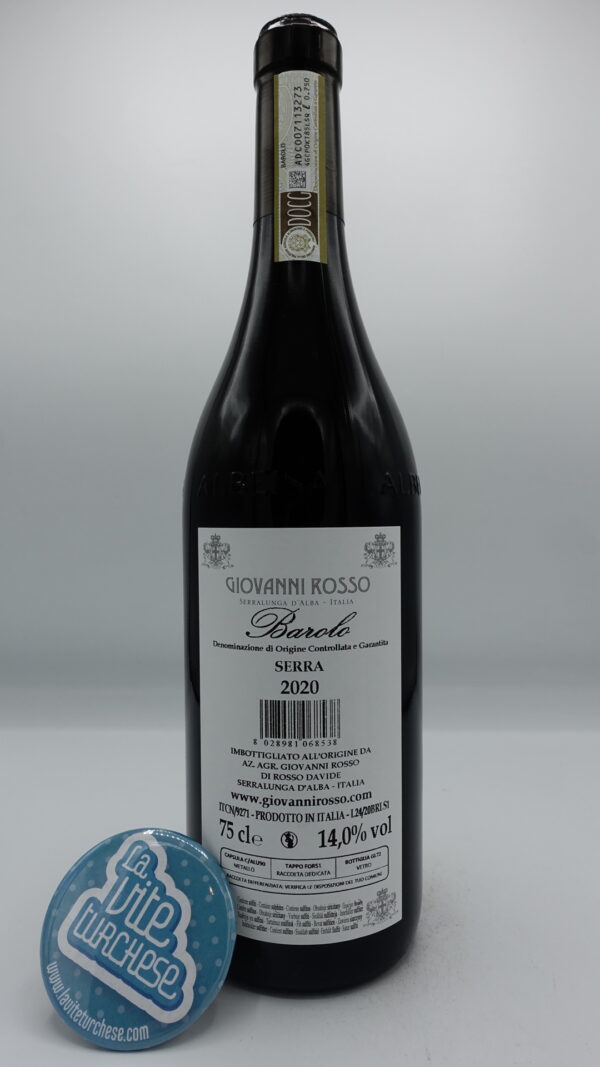 Giovanni Rosso – Barolo Serra vigna più alta del comune di Serralunga con suoli calcarei, il vino viene invecchiato per 2 anni in rovere.