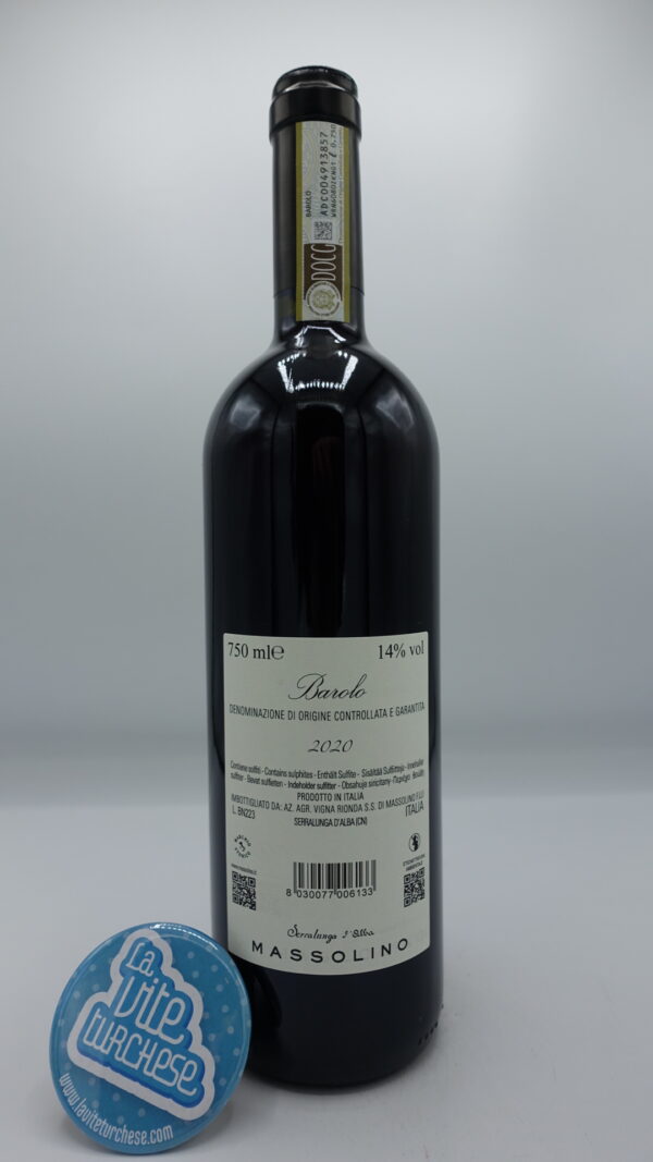 Massolino – Barolo DOCG – 2020 - back Massolino - Barolo DOCG produced from multiple vineyards in Serralunga d'Alba, aged for 30 months in large oak barrels, plus bottle.