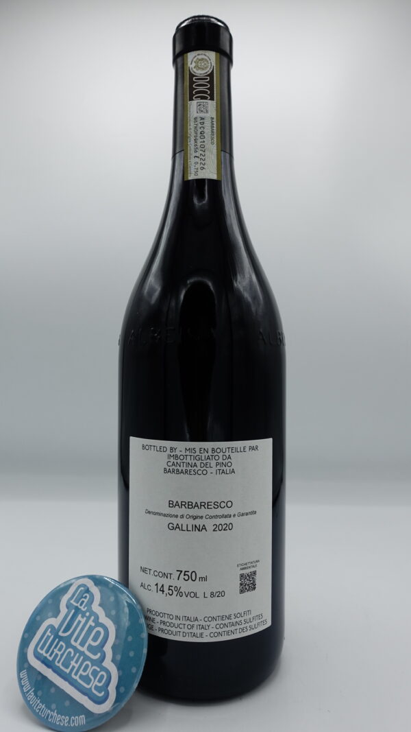 Cantina del Pino - Barbaresco Gallina produced in Neive's best south-facing vineyard, vinified for 24 months in large barrels. 2000 bottles made.