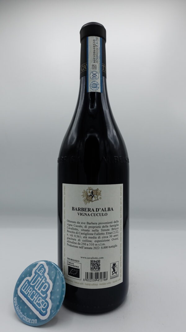 Cavallotto - Barbera d'Alba Vigna Cuculo Superiore prodotto nella vigna Bricco Boschis, con piante di 50 anni e l'affinamento per 18 mesi in botte.
