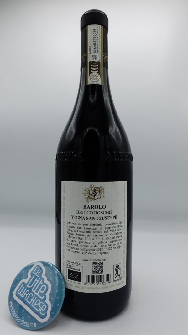 Cavallotto - Barolo Riserva Bricco Boschis Vigna San Giuseppe – 2018 - back Cavallotto - Barolo Riserva Bricco Boschis Vigna San Giuseppe prodotto nell'omonima vigna situata a Castiglione Falletto, invecchiato per 5 anni.